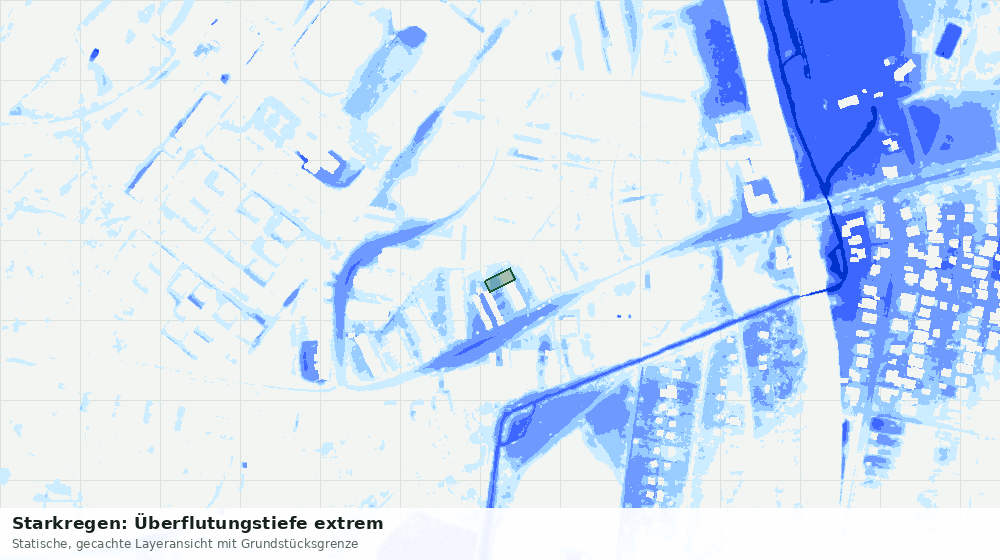 Statische Kartenansicht: Starkregen: Überflutungstiefe extrem