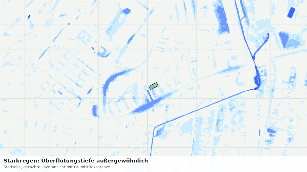 Statische Kartenansicht: Starkregen: Überflutungstiefe außergewöhnlich