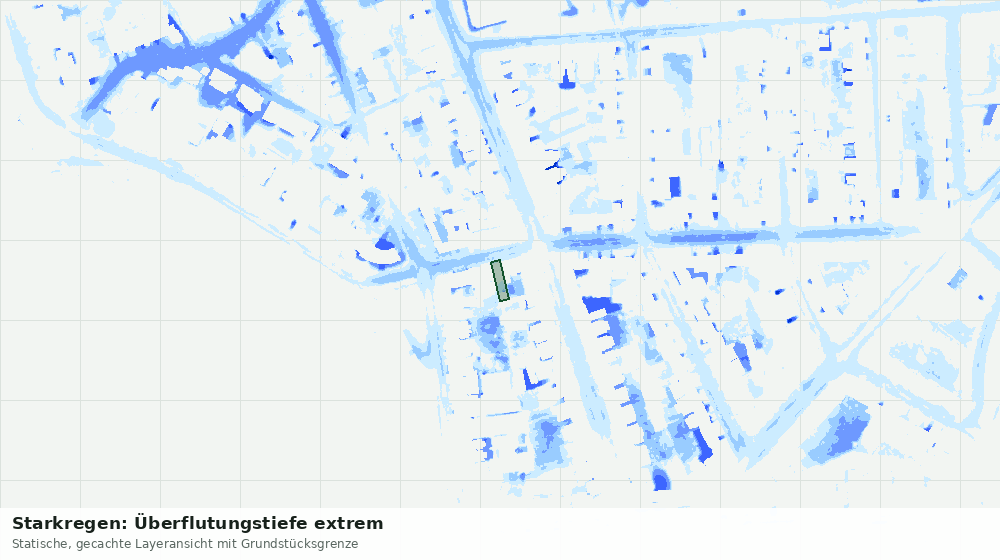 Statische Kartenansicht: Starkregen: Überflutungstiefe extrem