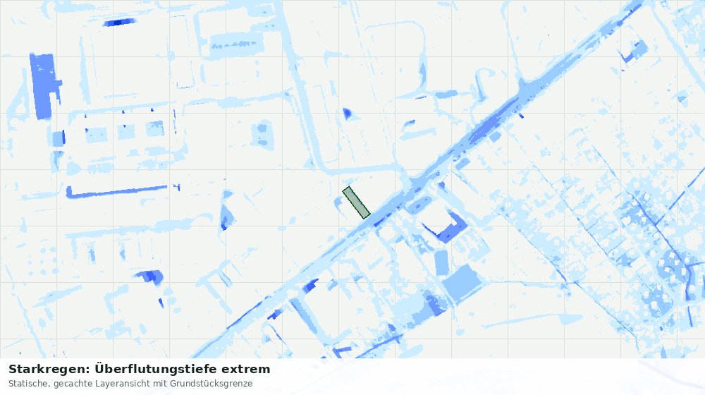 Statische Kartenansicht: Starkregen: Überflutungstiefe extrem