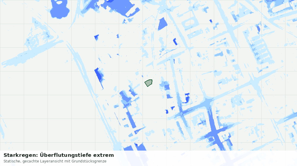 Statische Kartenansicht: Starkregen: Überflutungstiefe extrem