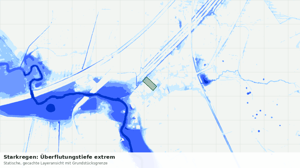 Statische Kartenansicht: Starkregen: Überflutungstiefe extrem