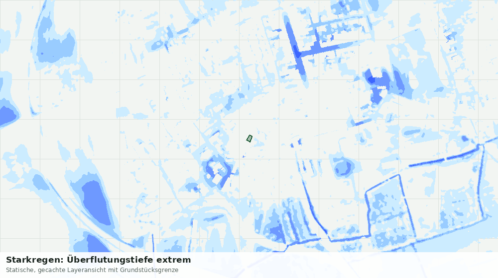 Statische Kartenansicht: Starkregen: Überflutungstiefe extrem