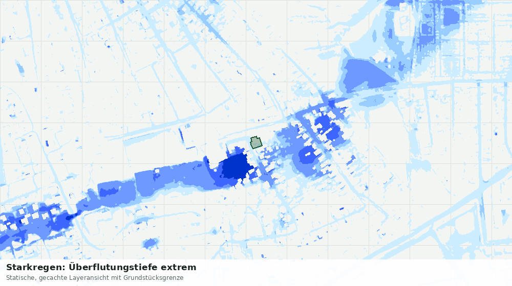 Statische Kartenansicht: Starkregen: Überflutungstiefe extrem