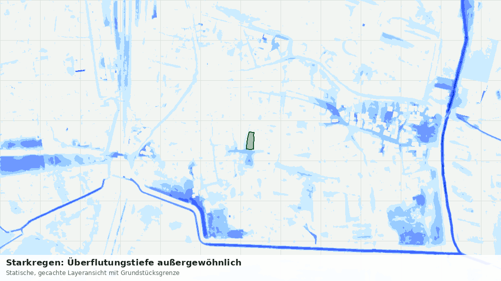 Statische Kartenansicht: Starkregen: Überflutungstiefe außergewöhnlich