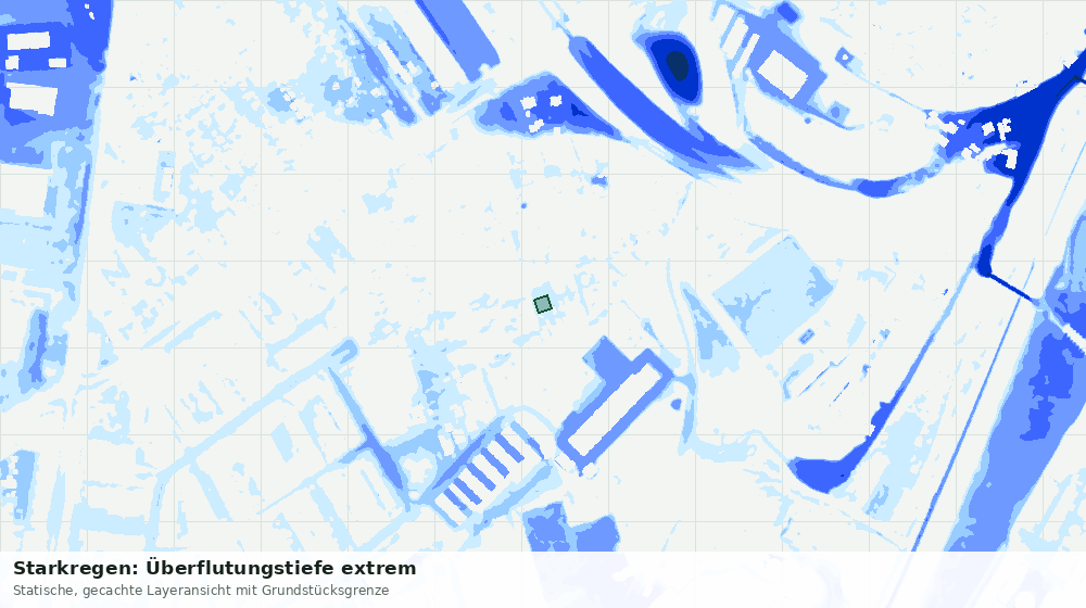 Statische Kartenansicht: Starkregen: Überflutungstiefe extrem