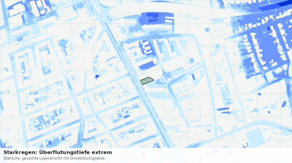 Statische Kartenansicht: Starkregen: Überflutungstiefe extrem