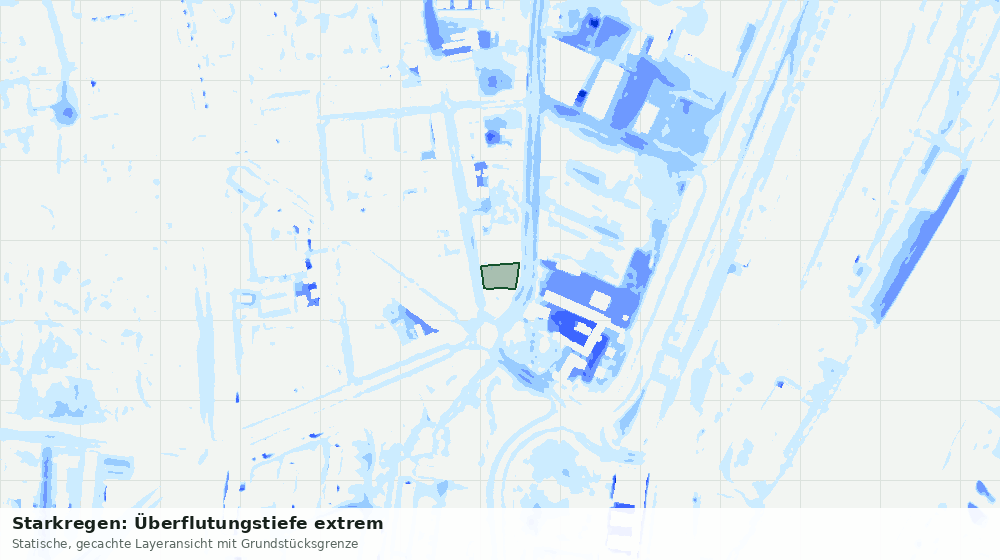 Statische Kartenansicht: Starkregen: Überflutungstiefe extrem