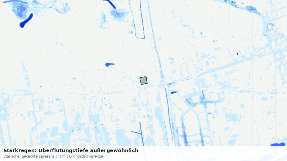 Statische Kartenansicht: Starkregen: Überflutungstiefe außergewöhnlich
