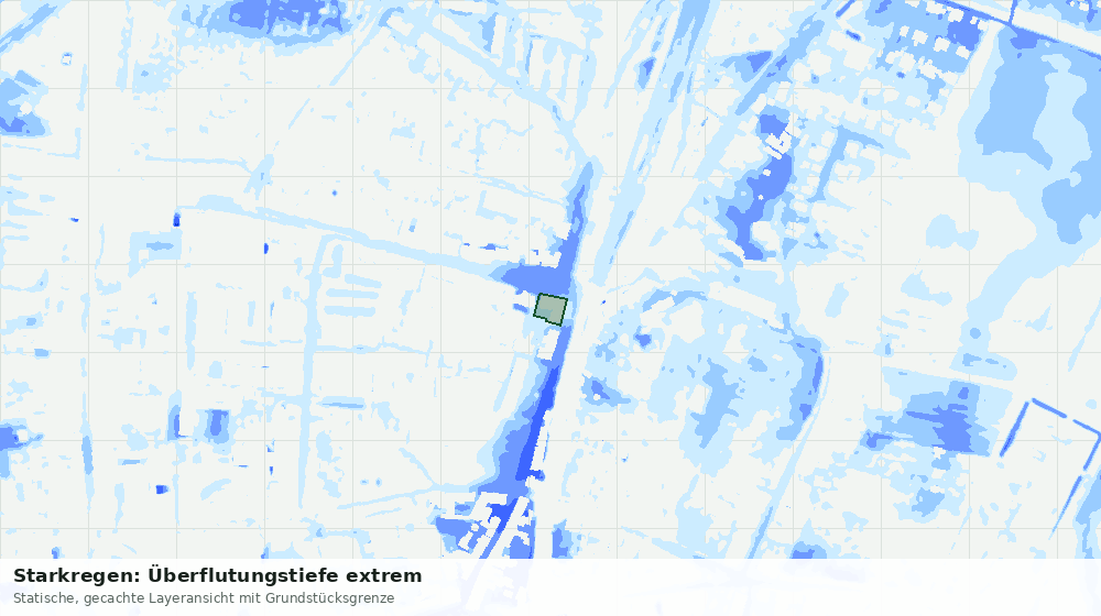 Statische Kartenansicht: Starkregen: Überflutungstiefe extrem