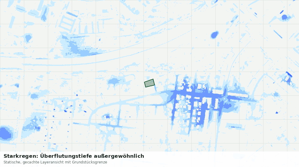 Statische Kartenansicht: Starkregen: Überflutungstiefe außergewöhnlich