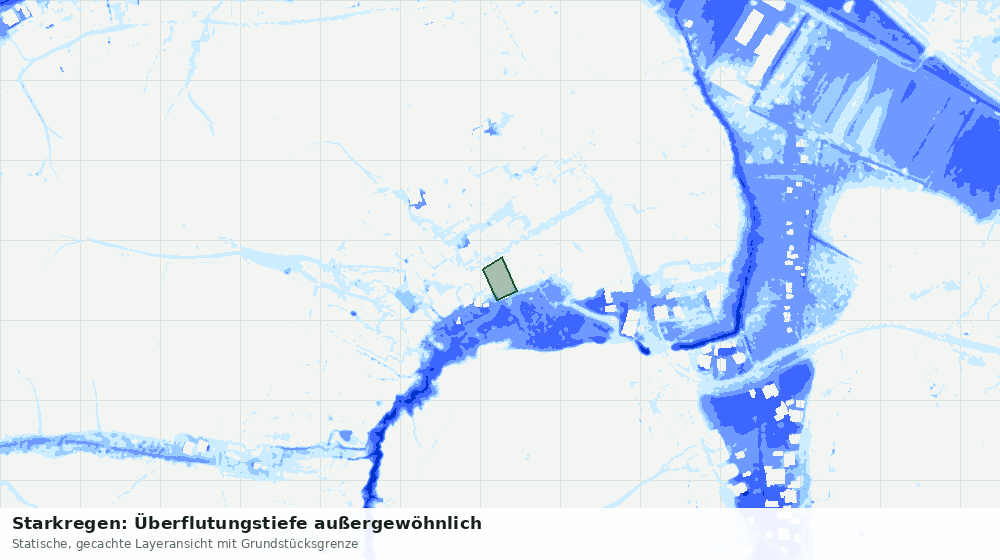 Statische Kartenansicht: Starkregen: Überflutungstiefe außergewöhnlich