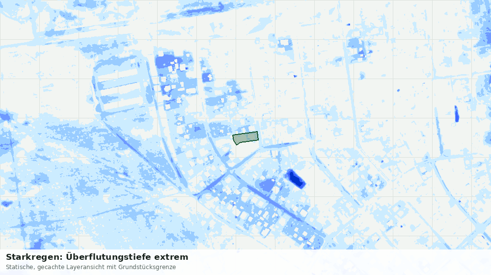 Statische Kartenansicht: Starkregen: Überflutungstiefe extrem