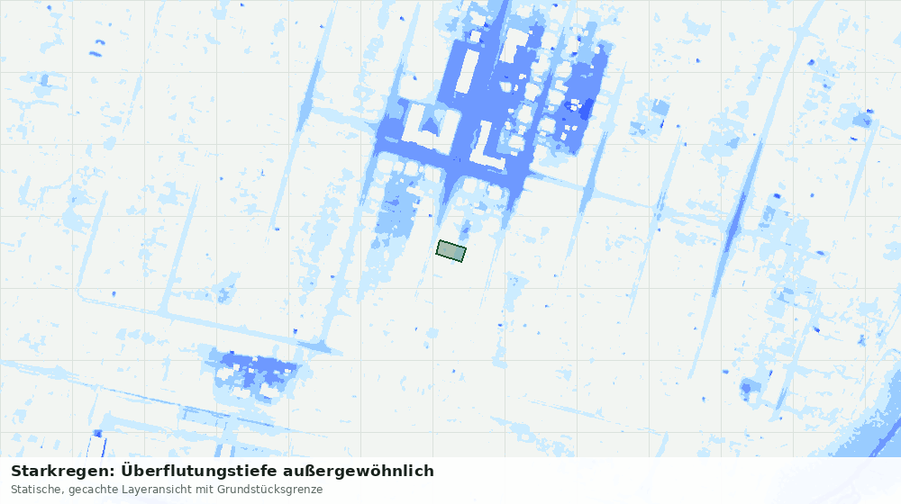 Statische Kartenansicht: Starkregen: Überflutungstiefe außergewöhnlich