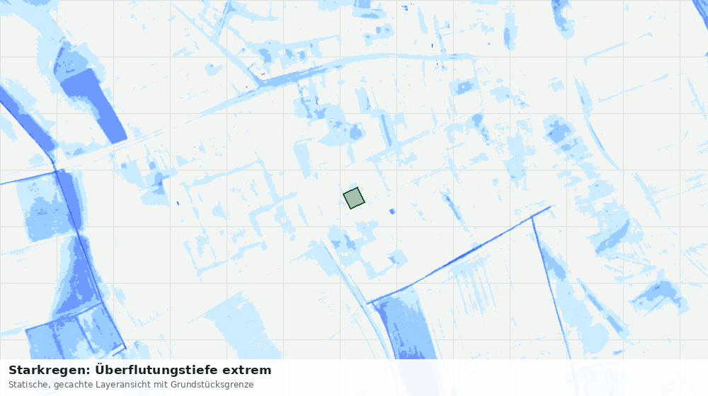 Statische Kartenansicht: Starkregen: Überflutungstiefe extrem