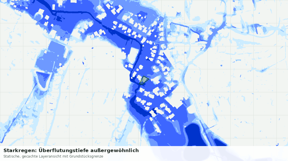 Statische Kartenansicht: Starkregen: Überflutungstiefe außergewöhnlich
