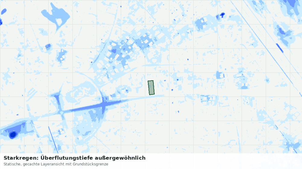 Statische Kartenansicht: Starkregen: Überflutungstiefe außergewöhnlich