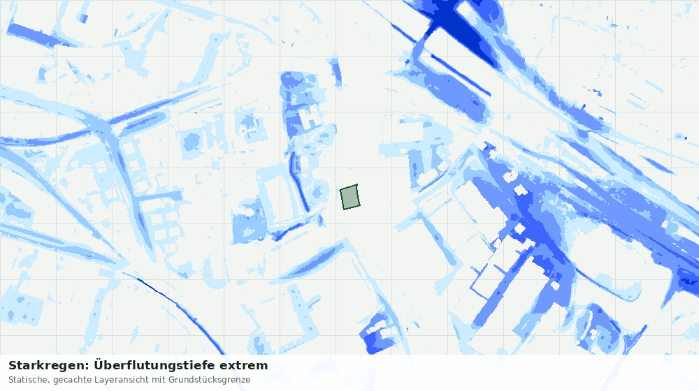 Statische Kartenansicht: Starkregen: Überflutungstiefe extrem
