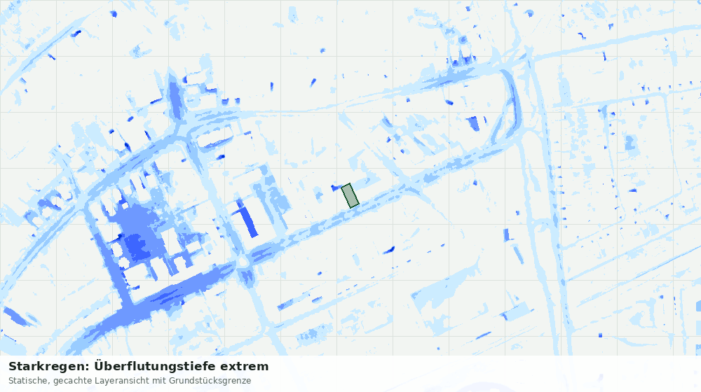 Statische Kartenansicht: Starkregen: Überflutungstiefe extrem