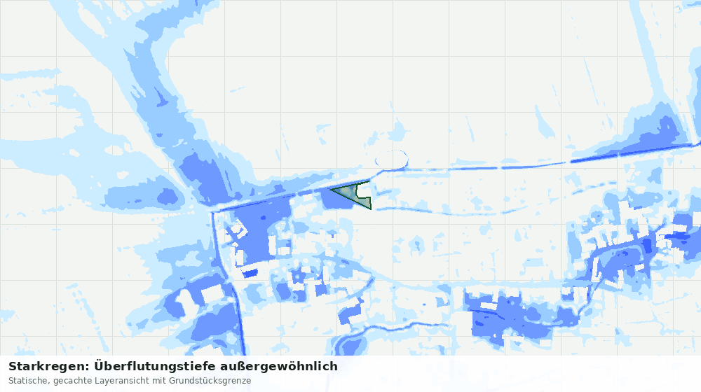 Statische Kartenansicht: Starkregen: Überflutungstiefe außergewöhnlich