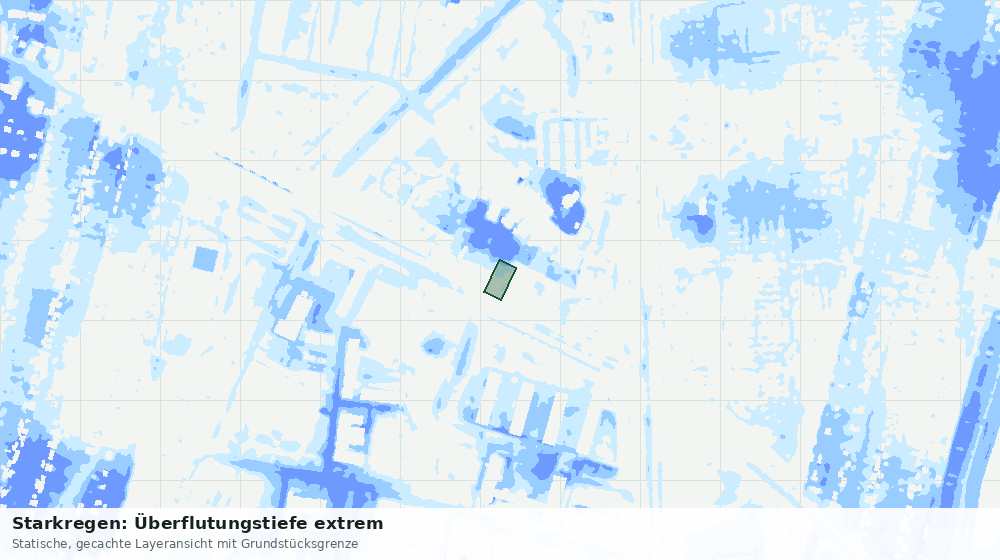 Statische Kartenansicht: Starkregen: Überflutungstiefe extrem
