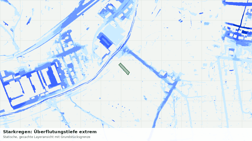 Statische Kartenansicht: Starkregen: Überflutungstiefe extrem
