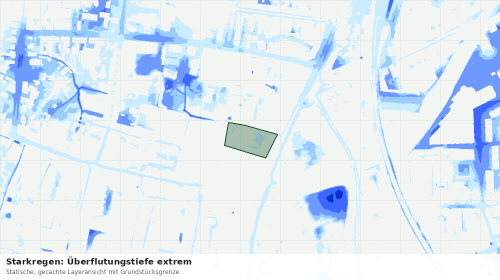 Statische Kartenansicht: Starkregen: Überflutungstiefe extrem