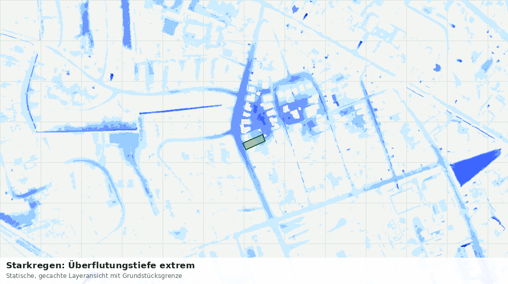 Statische Kartenansicht: Starkregen: Überflutungstiefe extrem