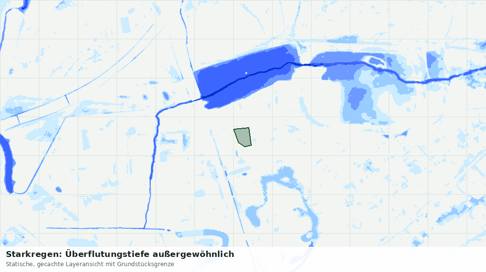 Statische Kartenansicht: Starkregen: Überflutungstiefe außergewöhnlich