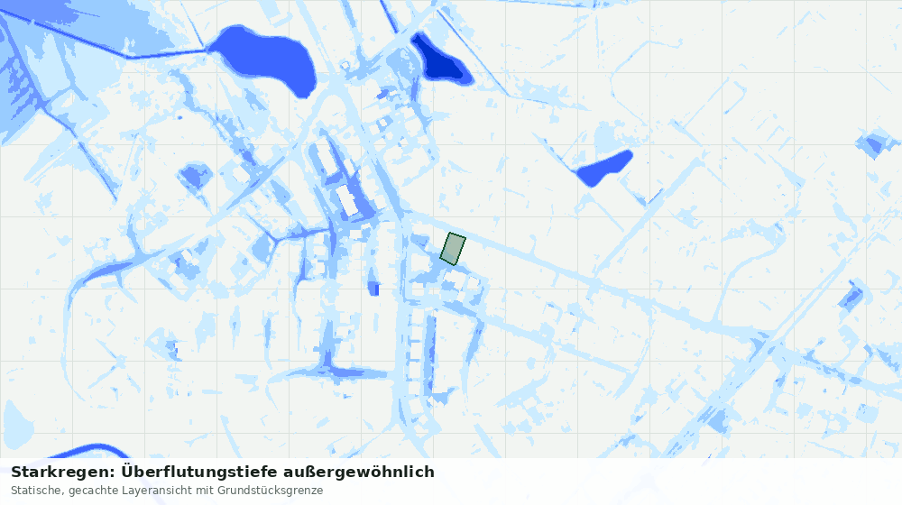 Statische Kartenansicht: Starkregen: Überflutungstiefe außergewöhnlich