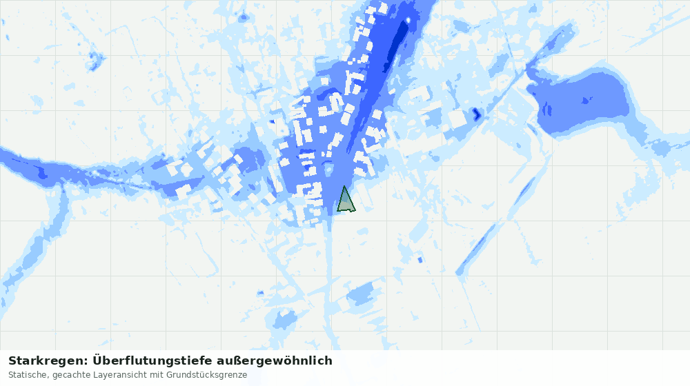 Statische Kartenansicht: Starkregen: Überflutungstiefe außergewöhnlich