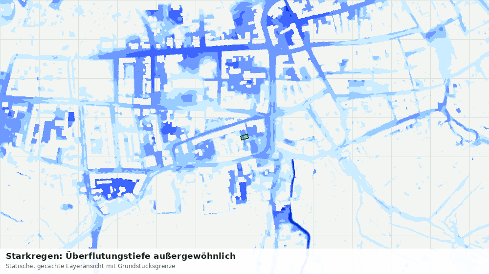Statische Kartenansicht: Starkregen: Überflutungstiefe außergewöhnlich