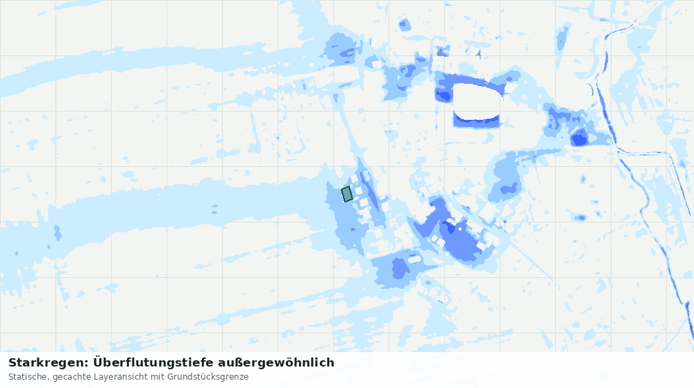 Statische Kartenansicht: Starkregen: Überflutungstiefe außergewöhnlich