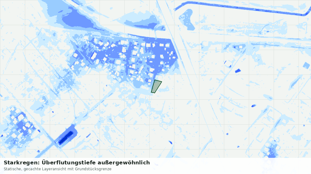 Statische Kartenansicht: Starkregen: Überflutungstiefe außergewöhnlich