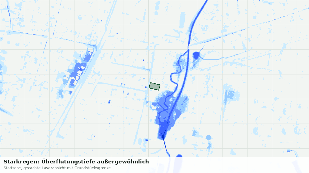 Statische Kartenansicht: Starkregen: Überflutungstiefe außergewöhnlich