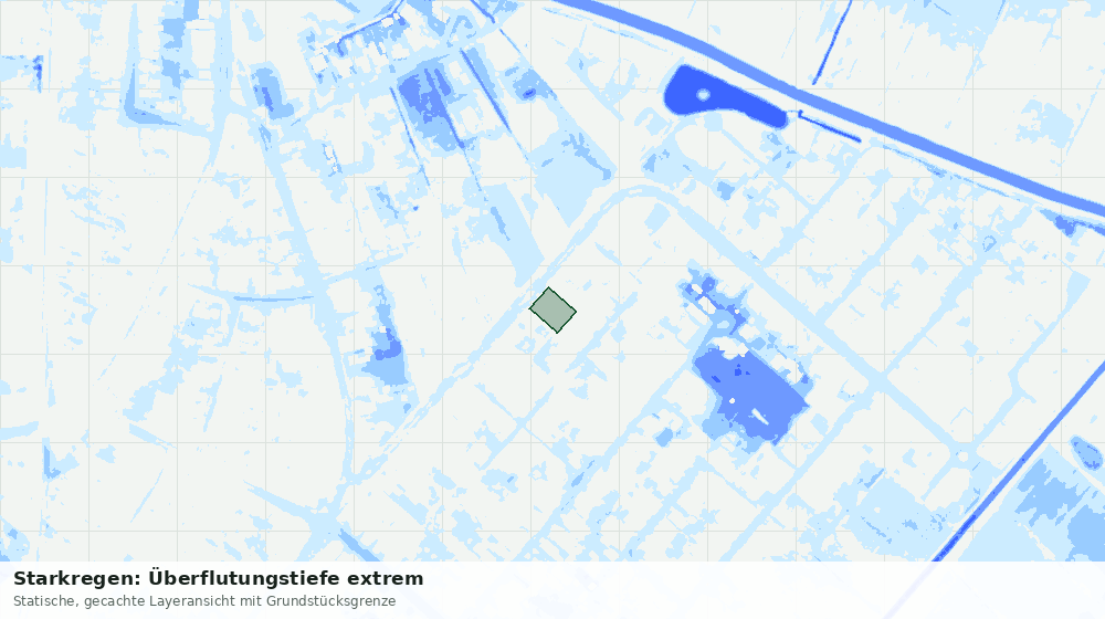 Statische Kartenansicht: Starkregen: Überflutungstiefe extrem