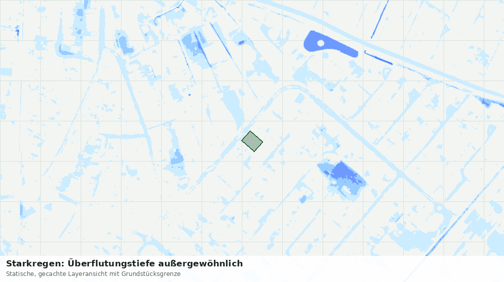 Statische Kartenansicht: Starkregen: Überflutungstiefe außergewöhnlich