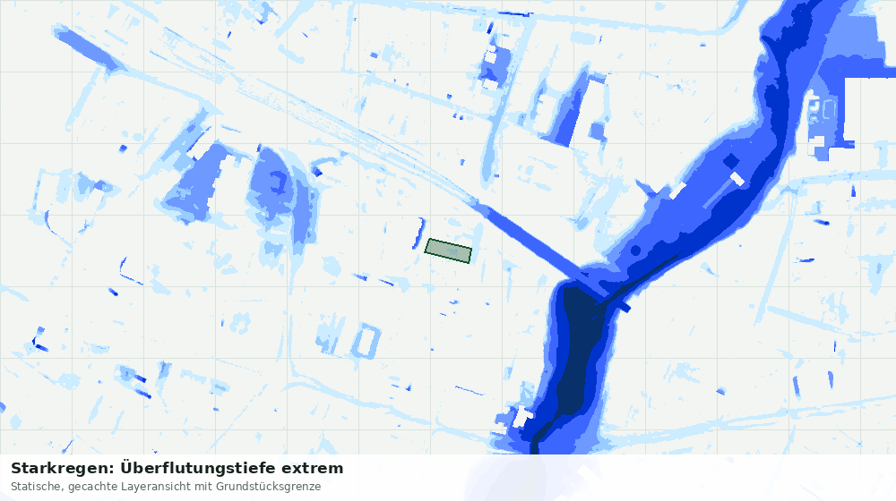 Statische Kartenansicht: Starkregen: Überflutungstiefe extrem