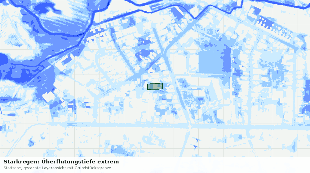 Statische Kartenansicht: Starkregen: Überflutungstiefe extrem
