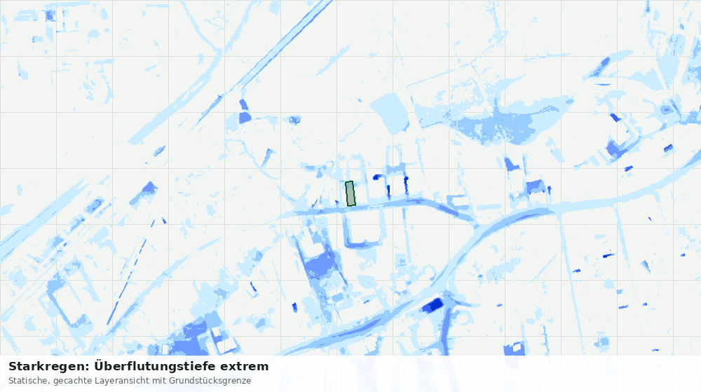 Statische Kartenansicht: Starkregen: Überflutungstiefe extrem