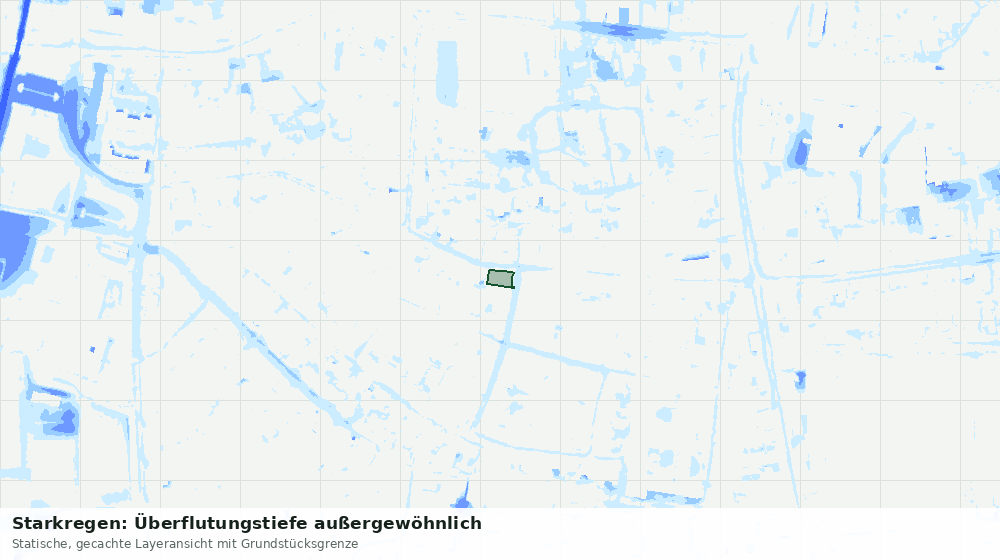 Statische Kartenansicht: Starkregen: Überflutungstiefe außergewöhnlich