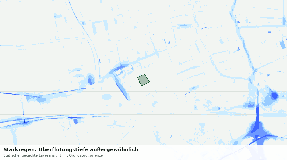 Statische Kartenansicht: Starkregen: Überflutungstiefe außergewöhnlich