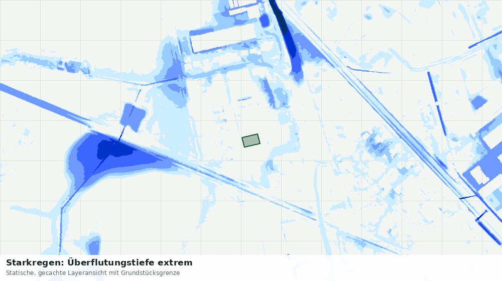 Statische Kartenansicht: Starkregen: Überflutungstiefe extrem