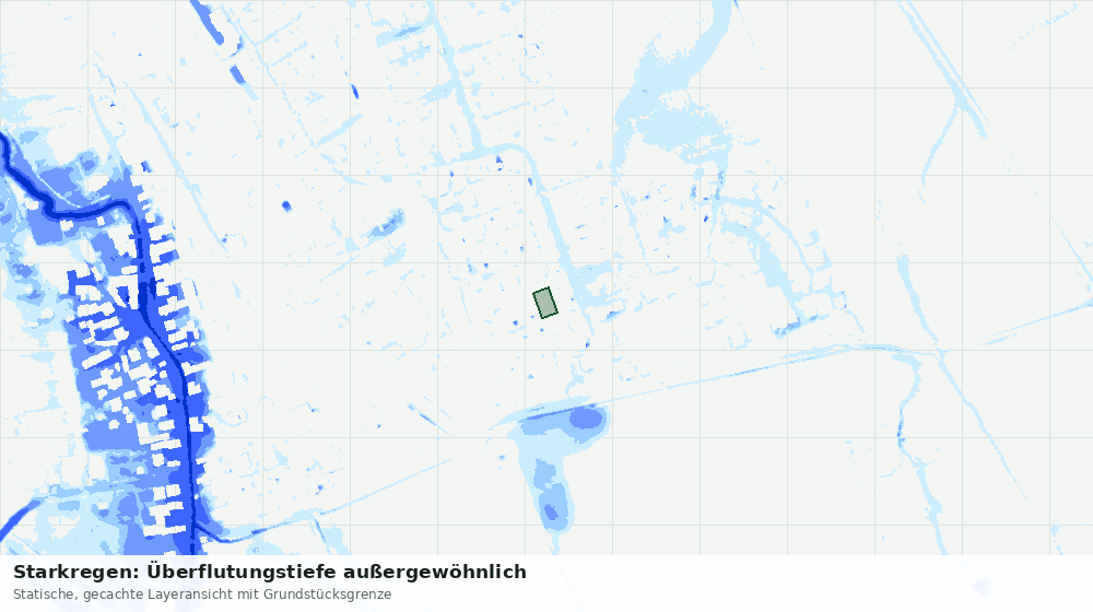 Statische Kartenansicht: Starkregen: Überflutungstiefe außergewöhnlich