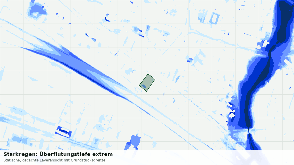 Statische Kartenansicht: Starkregen: Überflutungstiefe extrem