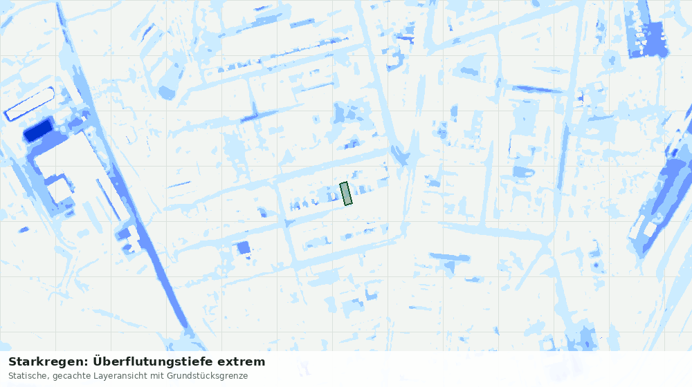 Statische Kartenansicht: Starkregen: Überflutungstiefe extrem