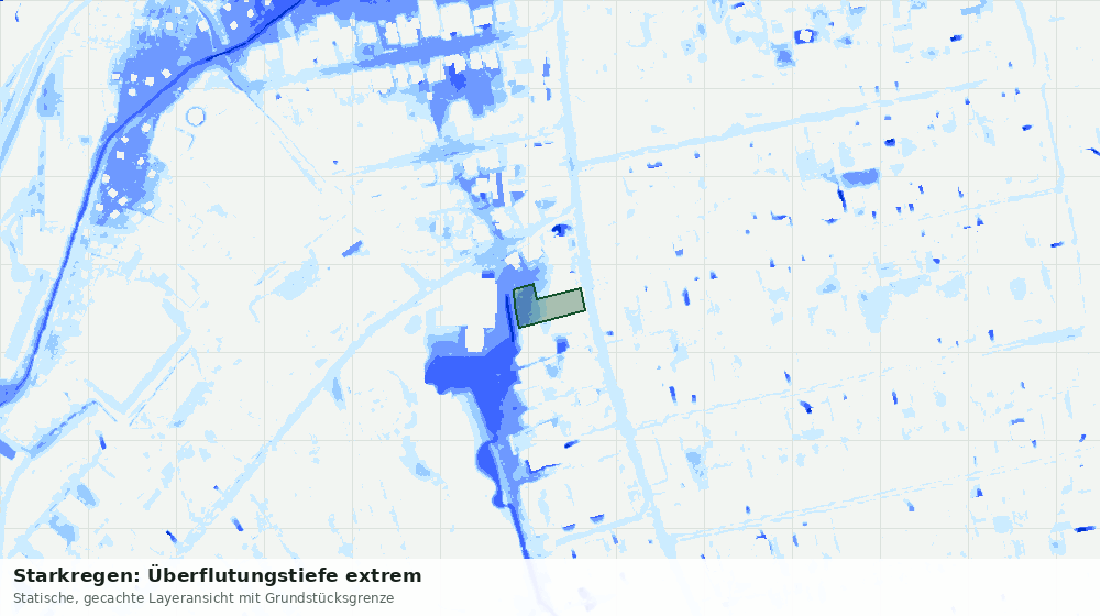 Statische Kartenansicht: Starkregen: Überflutungstiefe extrem
