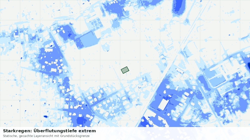 Statische Kartenansicht: Starkregen: Überflutungstiefe extrem