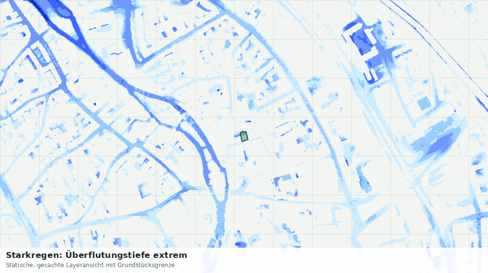 Statische Kartenansicht: Starkregen: Überflutungstiefe extrem