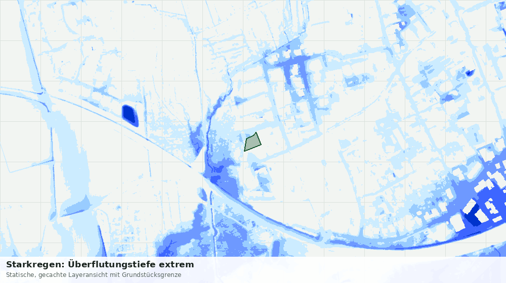 Statische Kartenansicht: Starkregen: Überflutungstiefe extrem
